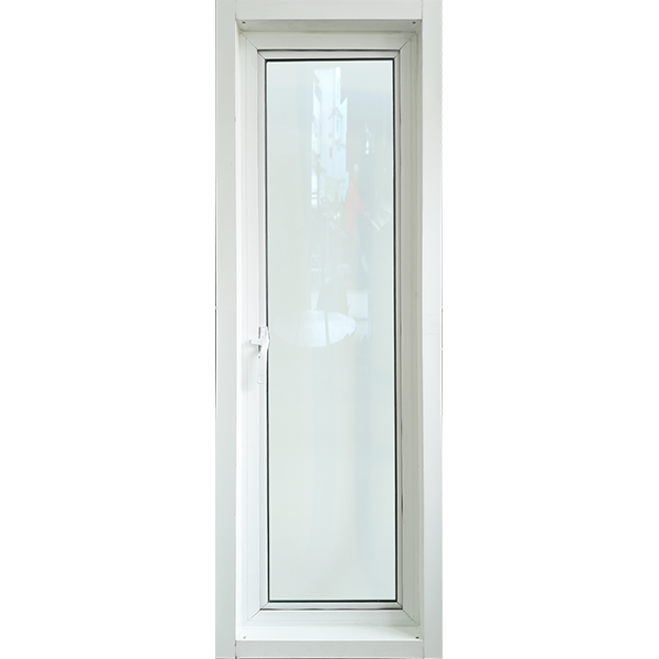 หน้าต่างบานเปิด 1ช่อง อลูมิเนียมสีอบขาว+กระจกใสเขียว+มุ้ง 60ซม.*110ซม.